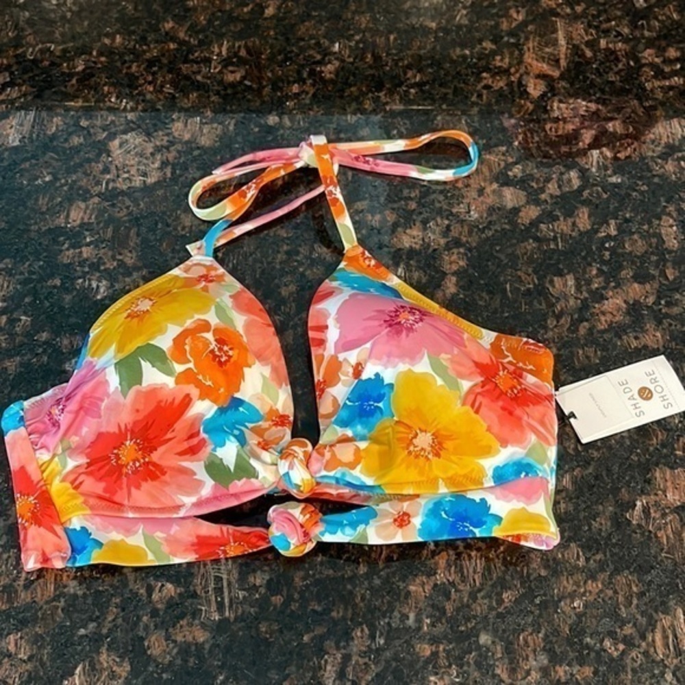 Shade & Shore double knit floral bikini bra top - Picture 1 of 3